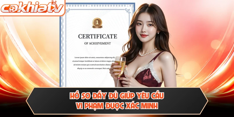 Hồ sơ đầy đủ giúp yêu cầu vi phạm được xác minh